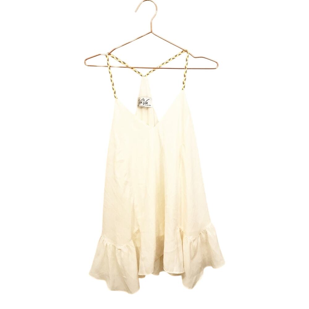 Va Va by Joy Han made in USA flounced braided straps size medium ruffle